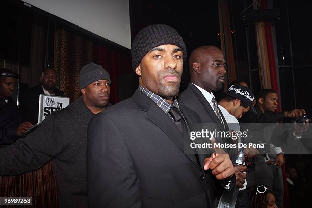 Self, DJ Clue and Johnny Nunez attend Juelz Santana's birthday party at M2 Ultra Lounge on February 22, 2010 in New York City.