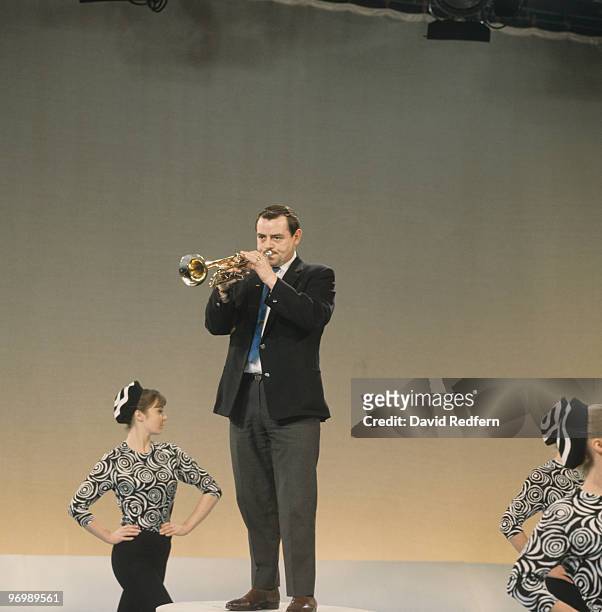 British trumpeter Eddie Calvert performs on a television show in the 1960's.