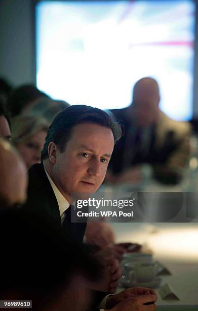 British Conservative party leader David Cameron heads a shadow cabinet meeting on February 23, 2010 in London, England. According to the monthly...