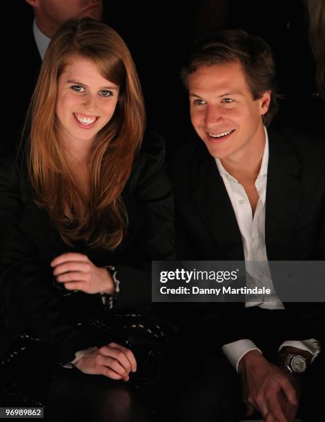 Princess Beatrice and boyfriend Dave Clark on the front row at the Issa London show for London Fashion Week Autumn/Winter 2010 at Somerset House on...