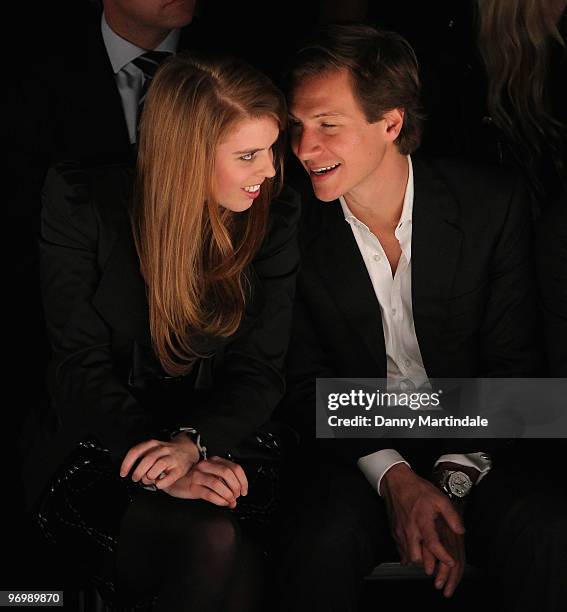 Princess Beatrice and boyfriend Dave Clark on the front row at the Issa London show for London Fashion Week Autumn/Winter 2010 at Somerset House on...
