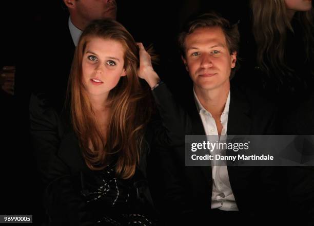 Princess Beatrice and boyfriend Dave Clark on the front row at the Issa London show for London Fashion Week Autumn/Winter 2010 at Somerset House on...