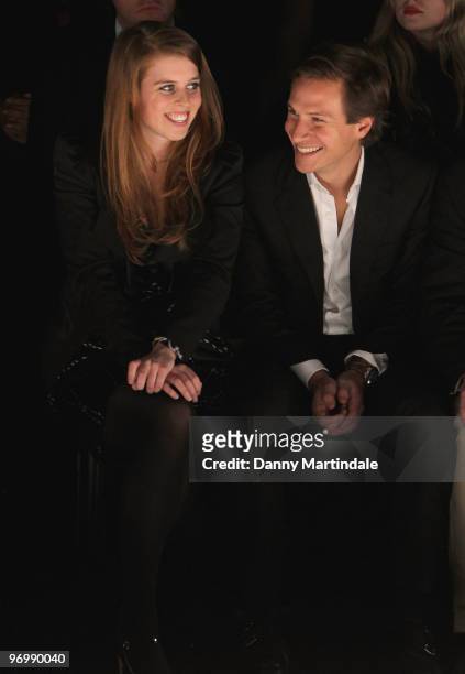 Princess Beatrice and boyfriend Dave Clark on the front row at the Issa London show for London Fashion Week Autumn/Winter 2010 at Somerset House on...