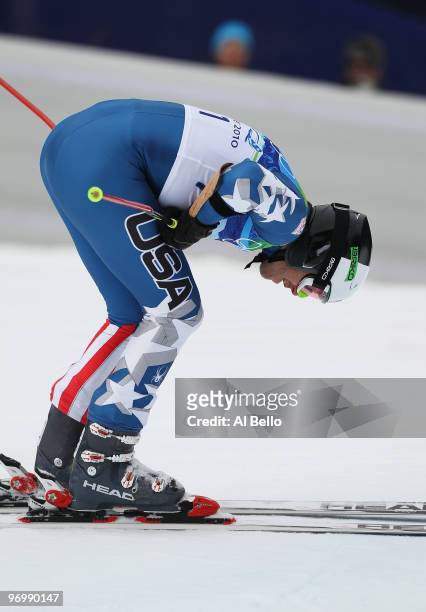 Bode Miller of the USA dejected after missing a gate during the first run of the Alpine Skiing Men's Giant Slalom on day 12 of the Vancouver 2010...