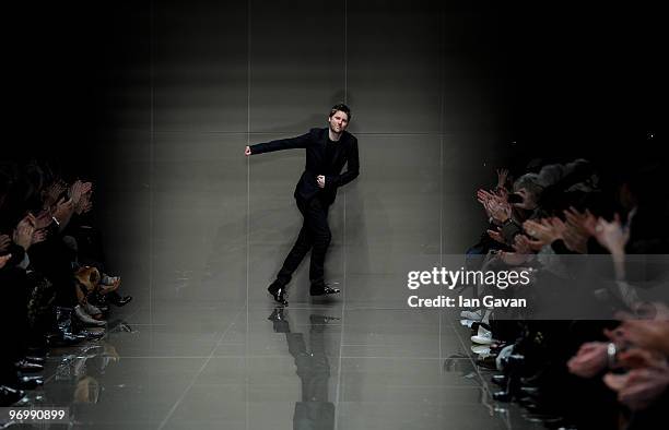 British Designer Christopher Bailey at the end of his show during the Burberry Prorsum LFW Autumn/Winter 2010 Women�s wear show at the Parade Ground,...