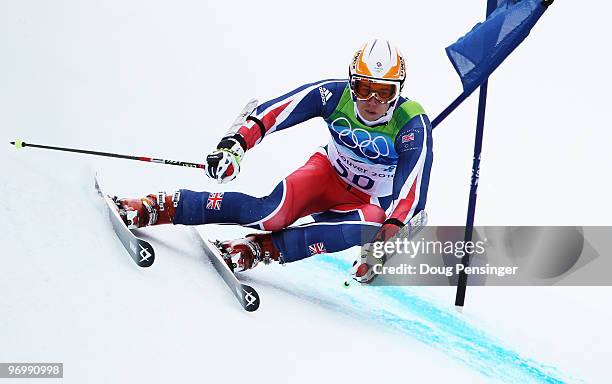 David Ryding of Great Britain and Northern Ireland competes during the Alpine Skiing Men's Giant Slalom on day 12 of the Vancouver 2010 Winter...