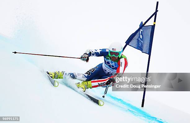 Jake Zamansky of the United States competes during the Alpine Skiing Men's Giant Slalom on day 12 of the Vancouver 2010 Winter Olympics at Whistler...
