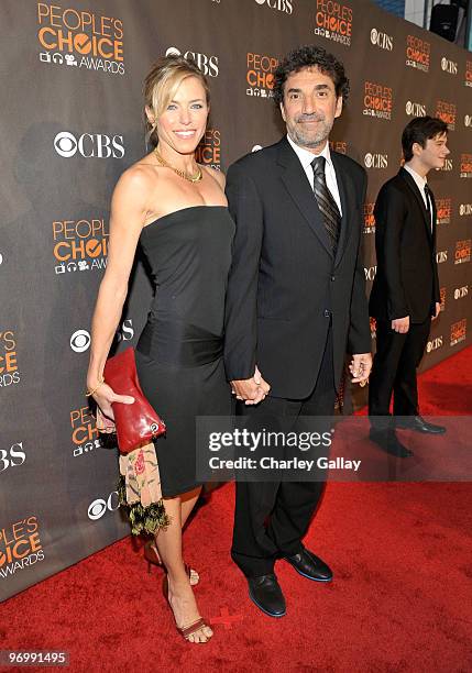 Actress Karen Witter and husband, producer Chuck Lorre arrive at the People's Choice Awards 2010 held at Nokia Theatre L.A. Live on January 6, 2010...