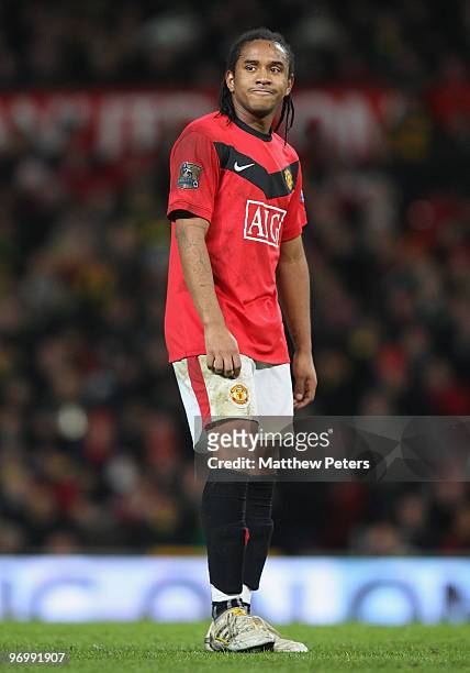 Anderson of Manchester United in action during the FA Barclays Premier League match between Manchester United and West Ham United at Old Trafford on...