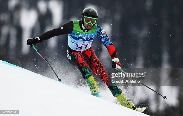 Jedrij Notz of Azerbaijan competes during the Alpine Skiing Men's Giant Slalom on day 12 of the Vancouver 2010 Winter Olympics at Whistler Creekside...