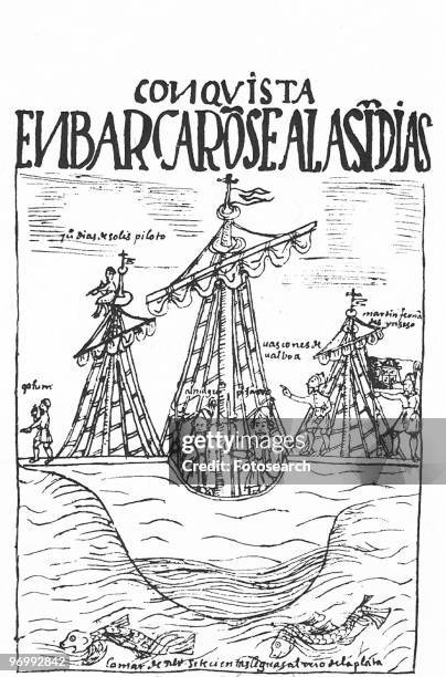 The voyages of discovery and conquest, showing Christopher Columbus, Juan Díaz de Solís, Diego de Almagro, Francisco Pizarro, Vasco Núñez de Balboa...