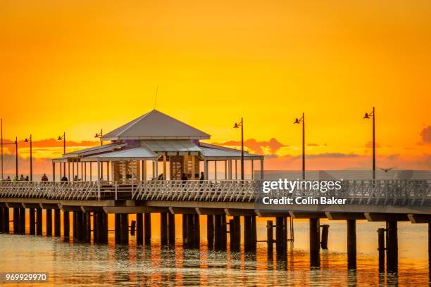 shorncliffe pier - brisbane beach stock pictures, royalty-free photos & images