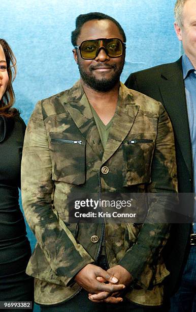 Will.i.am attends a news conference to promote green jobs at the National Press Club on February 23, 2010 in Washington, DC.