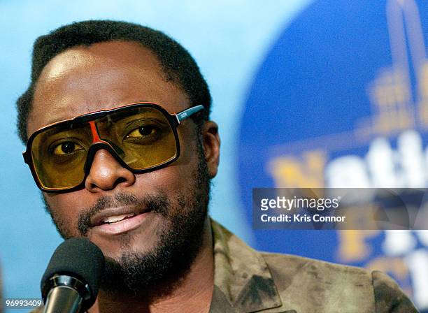 Will.i.am speaks during a news conference to promote green jobs at the National Press Club on February 23, 2010 in Washington, DC.
