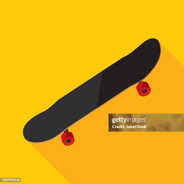 skateboard icon flat - skateboard illustration stock illustrations