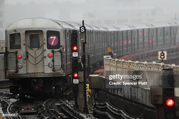 New York City Subway train pulls away from a station on February 23, 2010 in New York City. Najibullah Zazi, a former airport shuttle driver, pleaded...