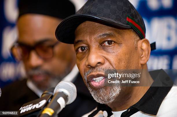 Leon Huff and Kenny Gamble attend a press conference detailing the fire that heavily damaged the Philadelphia International Records headquarters on...