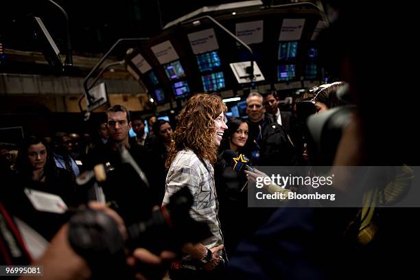 Snowboarder Shaun White, winner of the gold medal in the halfpipe at the 2010 Olympic Games in Vancouver, speaks to the media prior to participating...