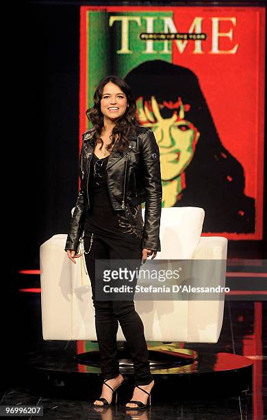 Actress Michelle Rodriguez attends 'Chiambretti Night' Italian Tv Show held at Mediaset Studios on February 23, 2010 in Milan, Italy.