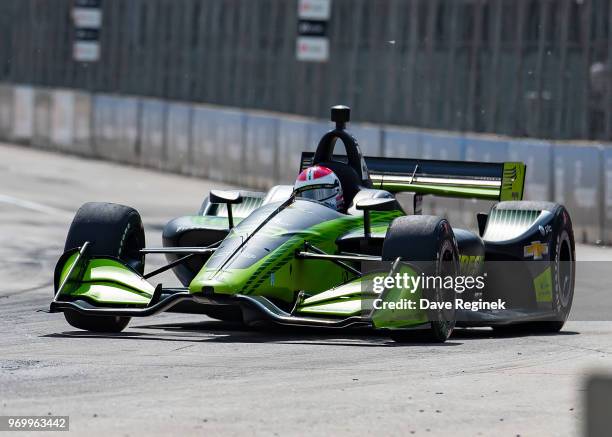 Charlie Kimball drives the Chevrolet Indy Car for Team Carlin during the Chevrolet Dual in Detroit - Dual II during 2018 Chevrolet Detroit Grand Prix...