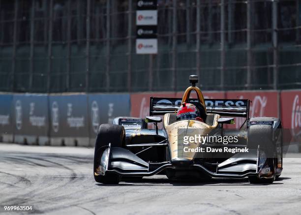 James Hinchcliffe of Canada drives the Honda Indy Car for Schmidt Peterson Motorsports during the Chevrolet Dual in Detroit - Dual II during 2018...