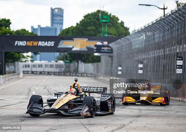 James Hinchcliffe of Canada drives the Honda Indy Car for Schmidt Peterson Motorsports during the Chevrolet Dual in Detroit - Dual II during 2018...