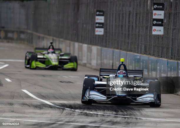 Max Chilton of England drives the Chevrolet Indy Car for Team Carlin during the Chevrolet Dual in Detroit - Dual II during 2018 Chevrolet Detroit...