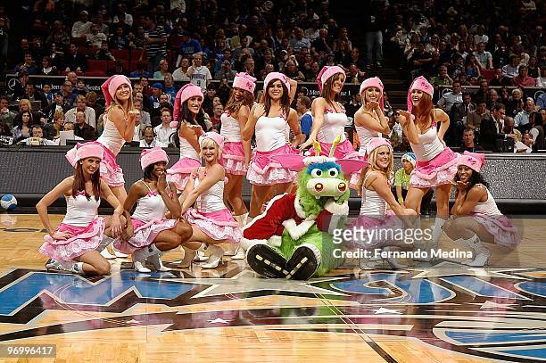 The Orlando Magic dance team performs during the game against the Houston Rockets on December 23, 2009 at Amway Arena in Orlando, Florida. The Magic...