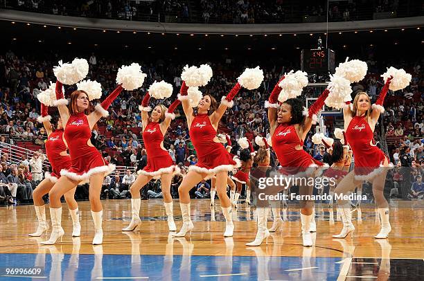 The Orlando Magic dance team performs during the game against the Houston Rockets on December 23, 2009 at Amway Arena in Orlando, Florida. The Magic...