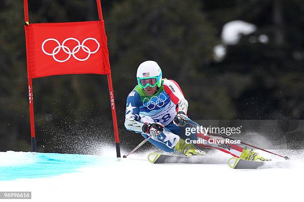 Jake Zamansky of the United States competes during the Alpine Skiing Men's Giant Slalom on day 12 of the Vancouver 2010 Winter Olympics at Whistler...