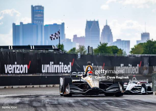 James Hinchcliffe of Canada drives the Honda Indy Car for Schmidt Peterson Motorsports during the Chevrolet Dual in Detroit - Dual II during 2018...