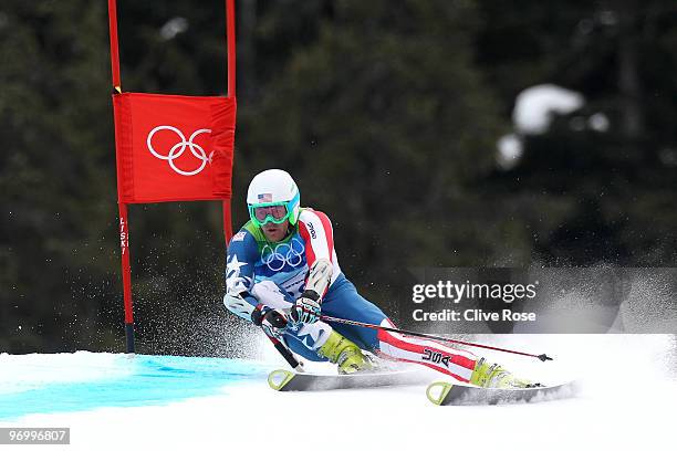 Jake Zamansky of the United States competes during the Alpine Skiing Men's Giant Slalom on day 12 of the Vancouver 2010 Winter Olympics at Whistler...