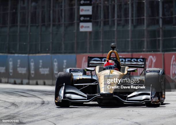 James Hinchcliffe of Canada drives the Honda Indy Car for Schmidt Peterson Motorsports during the Chevrolet Dual in Detroit - Dual II during 2018...