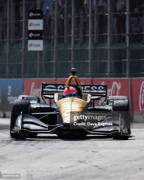 James Hinchcliffe of Canada drives the Honda Indy Car for Schmidt Peterson Motorsports during the Chevrolet Dual in Detroit - Dual II during 2018...