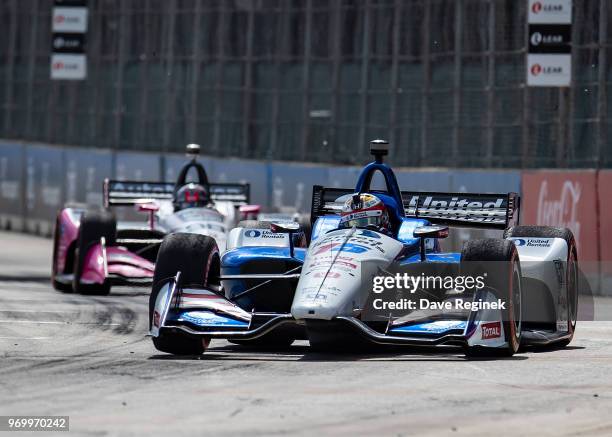 Graham Rahal drives the Honda Indy Car for Rahal Latterman Lanigan Racing during the Chevrolet Dual in Detroit - Dual II during 2018 Chevrolet...