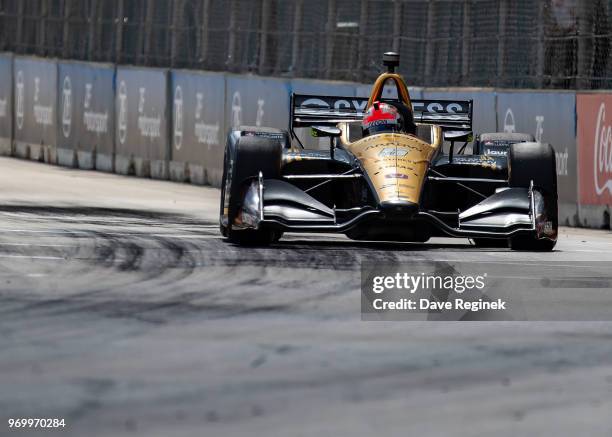 James Hinchcliffe of Canada drives the Honda Indy Car for Schmidt Peterson Motorsports during the Chevrolet Dual in Detroit - Dual II during 2018...