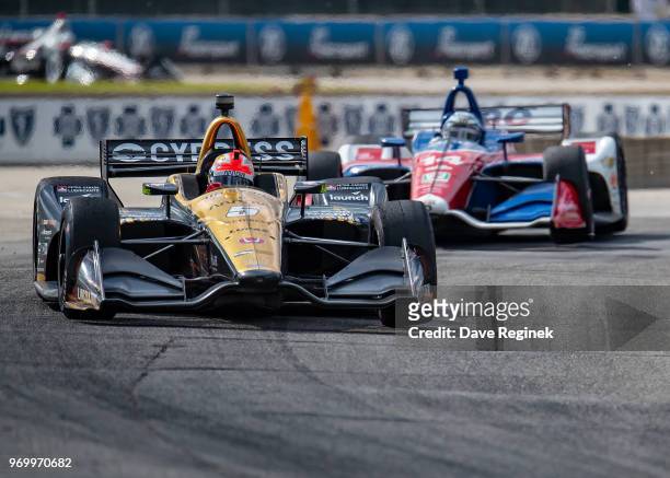 James Hinchcliffe of Canada drives the Honda Indy Car for Schmidt Peterson Motorsports during the Chevrolet Dual in Detroit - Dual II during 2018...