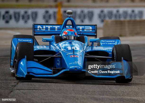 Ed Jones of the United Arab Emirates drives the Honda Indy Car for Chip Ganassi Racing during the Chevrolet Dual in Detroit - Dual II during 2018...