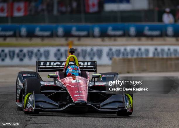 Robert Wickens of of Canada drives the Honda Indy Car for Schmidt Peterson Motorsports during the Chevrolet Dual in Detroit - Dual II during 2018...