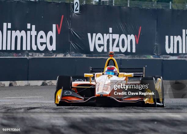 Zach Veach drives the Honda Indy Car for Andretti Autosport during the Chevrolet Dual in Detroit - Dual II during 2018 Chevrolet Detroit Grand Prix...