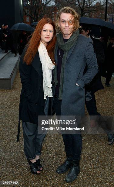 Bonny Wright and Jamie Campbell Bower arrive for the Burberry Prorsum show at London Fashion Week Autumn/Winter 2010 at on February 23, 2010 in...