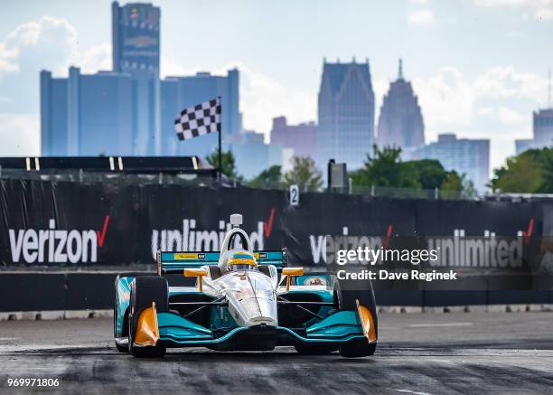 Gabby Chaves of Columbia drives the Chevrolet Indy Car for Harding Racing during the Chevrolet Dual in Detroit - Dual II during 2018 Chevrolet...
