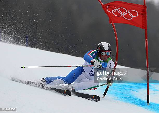 Davide Simoncelli of Italy competes during the Alpine Skiing Men's Giant Slalom on day 12 of the Vancouver 2010 Winter Olympics at Whistler Creekside...