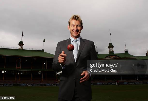 Australian cricketer Brett Lee poses after a press conference to announce his retirement from Test match cricket at the Sydney Cricket Ground on...