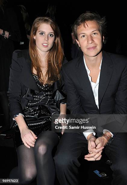 Princess Beatrice and boyfriend David Clarke attend the Issa London Fashion Week Autumn/Winter 2010 show at the BFC venue on February 23, 2010 in...