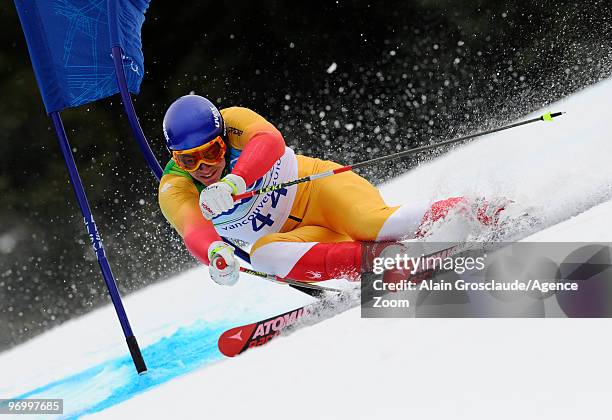 Erik Guay of Canada during the Men's Alpine Skiing Giant Slalom on Day 12 of the 2010 Vancouver Winter Olympic Games on February 23, 2010 in Whistler...