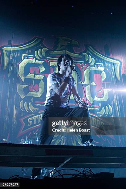 Bobby Alt of Street Drum Corps performs on stage at Wembley Arena on February 23, 2010 in London, England.