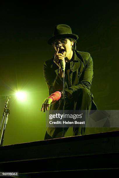 Bobby Alt of Street Drum Corps performs on stage at Wembley Arena on February 23, 2010 in London, England.