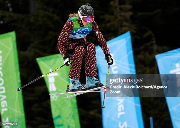 Ashleigh McIvor of Canada takes 1st place during the Women's Freestyle Skiing Ski Cross on Day 12 of the 2010 Vancouver Winter Olympic Games on...