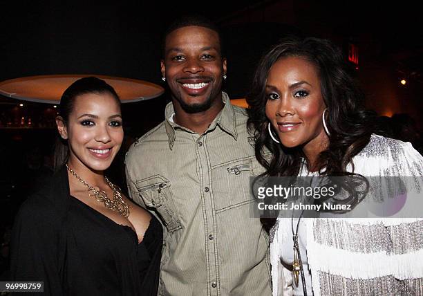Julissa Bermudez, Kerry Rhodes, and Vivica A. Fox attend the Kerry Rhodes Foundation celebrity bowling at Lucky Strike on November 2, 2009 in New...